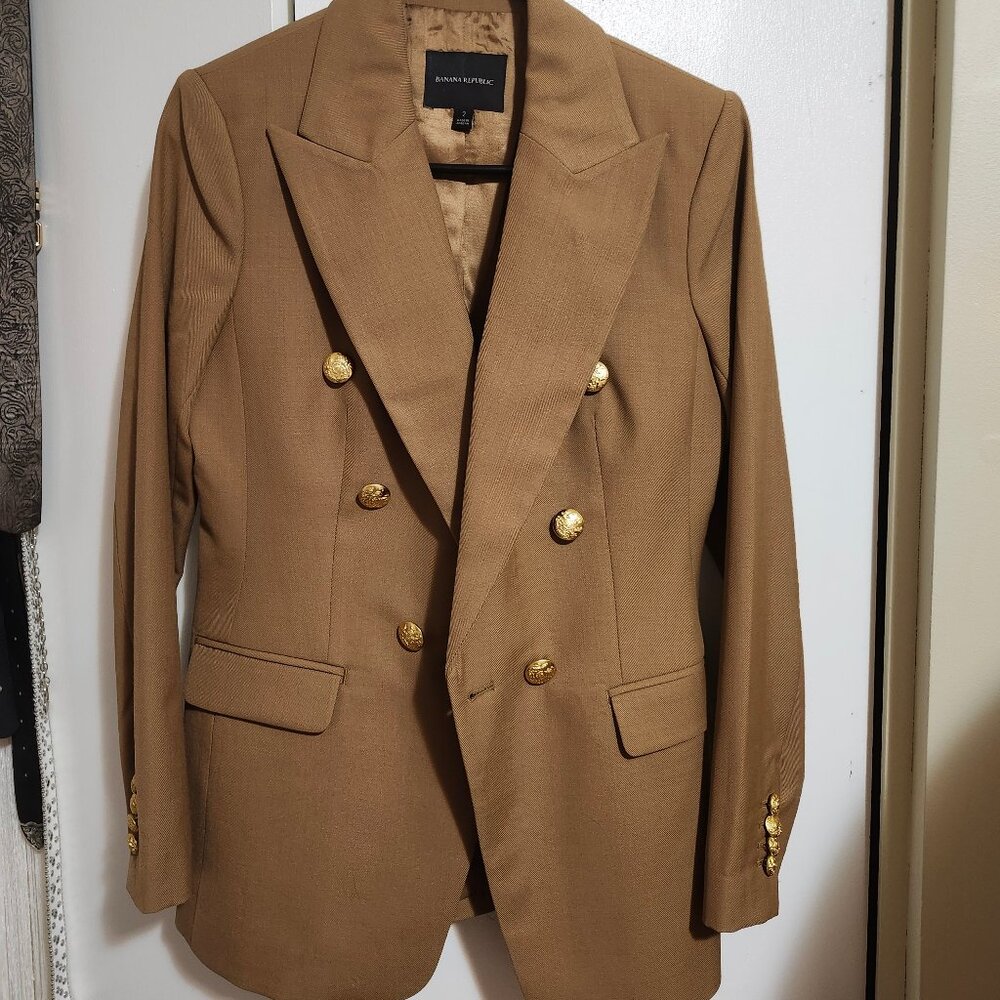 Tan Banana Republic Blazer Jacket with Gold Buttons